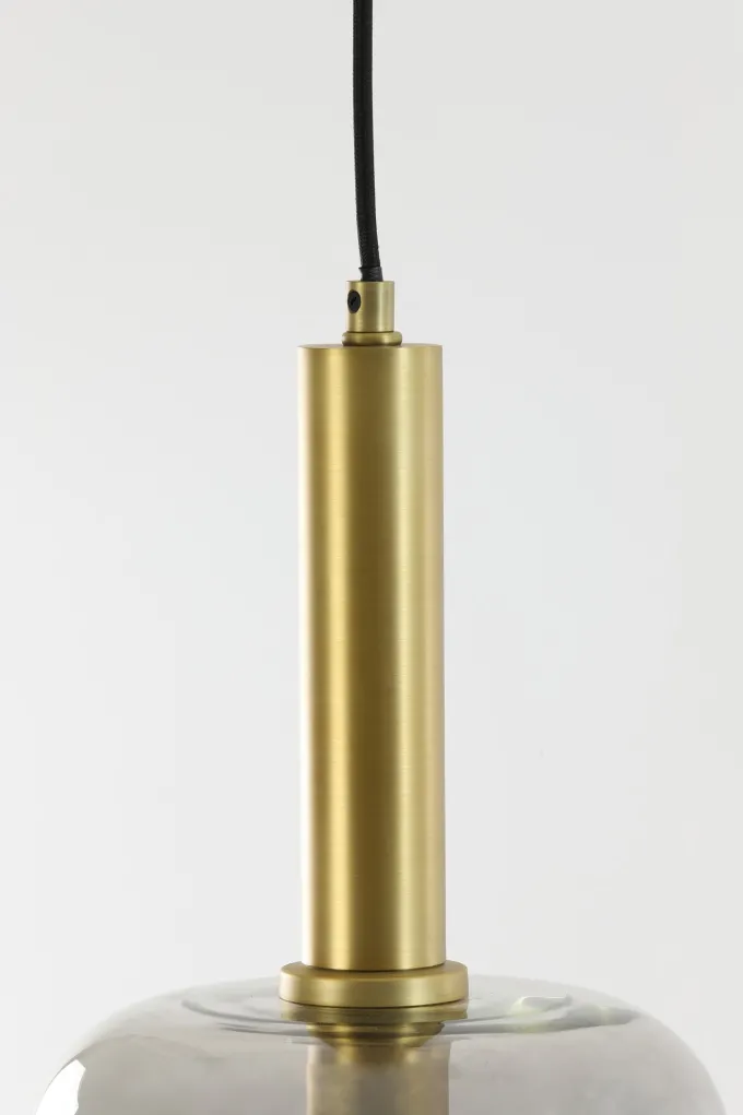 Light en Living Hanglamp Ø22x52 cm LEKAR Antiek Brons met Smoke Glas