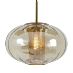 Light en Living Hanglamp Ø35x21 cm MINDELO glas amber+goud