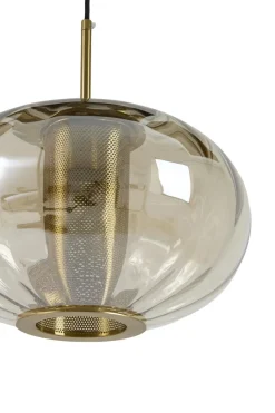 Light en Living Hanglamp Ø35x21 cm MINDELO glas amber+goud