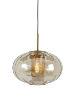 Light en Living Hanglamp Ø35x21 cm MINDELO glas amber+goud