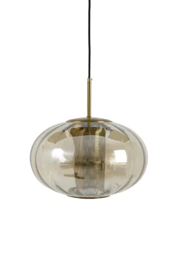 Light en Living Hanglamp Ø35x21 cm MINDELO glas amber+goud