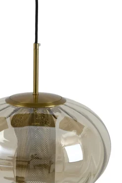 Light en Living Hanglamp Ø35x21 cm MINDELO glas amber+goud