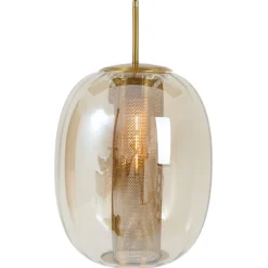 Light en Living Hanglamp Ø30x36 cm MINDELO glas amber+goud