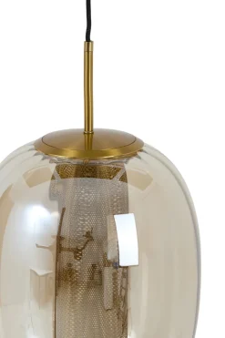 Light en Living Hanglamp Ø30x36 cm MINDELO glas amber+goud
