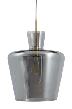 Light en Living Hanglamp Ø35x43 cm MYLES smoke glas+antiek brons