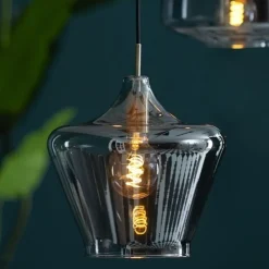 Light en Living Hanglamp Ø22x21 cm SOLLY antiek brons+smoke glas