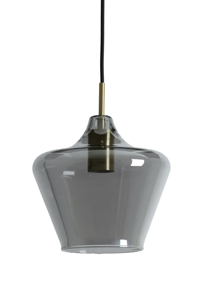 Light en Living Hanglamp Ø30x30 cm SOLLY antiek brons+smoke glas