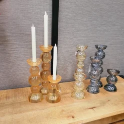 Light en Living Kaarsenhouder Ø9,5x34 cm ITINGA glas bubbel smoke van Light & Living