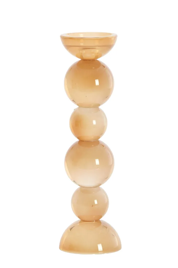 Light en Living Kaarsenhouder ITINGA Glas Melk Amber Ø9,5x34 cm - Light & Living