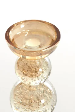 Light en Living Kaarsenhouder ITINGA glas bubbel amber Ø9,5x34 cm