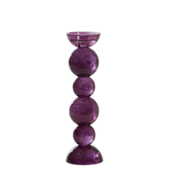 Light en Living Kaarsenhouder Ø9,5x34 cm ITINGA glas bubbel paars