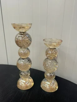 Light en Living Kaarsenhouder ITINGA Glas Bubbel Amber - Ø10x26,5 cm