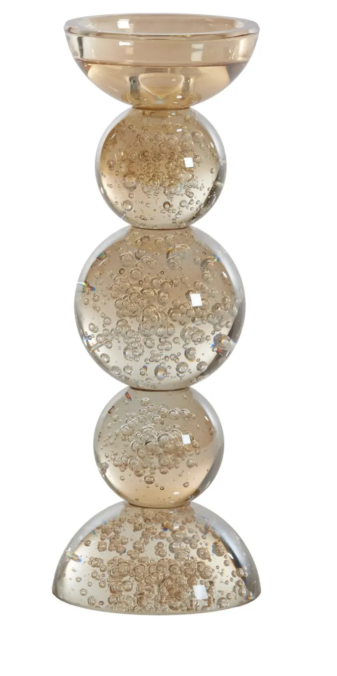 Light en Living Kaarsenhouder ITINGA Glas Bubbel Amber - Ø10x26,5 cm