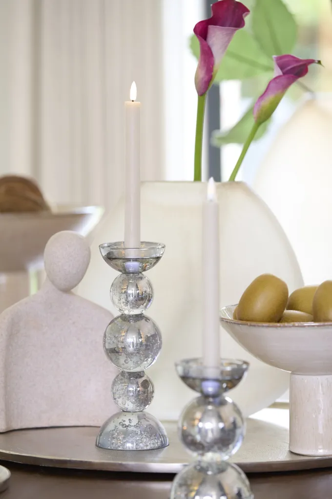 Light en Living Kaarsenhouder ITINGA glas bubbel smoke Ø10x26,5 cm van Light & Living