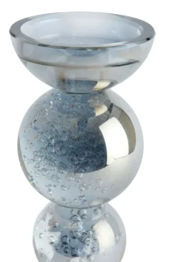 Light en Living Kaarsenhouder ITINGA glas bubbel smoke Ø10x26,5 cm van Light & Living