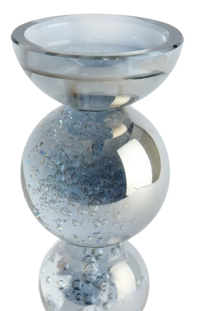 Light en Living Kaarsenhouder ITINGA glas bubbel smoke Ø10x26,5 cm van Light & Living