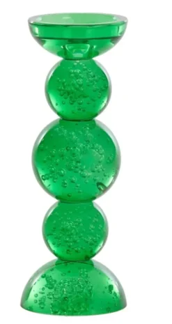 Light en Living Kaarsenhouder ITINGA Ø10x26,5 cm van groen bubbelglas
