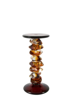 Light en Living Kaarsenhouder Ø12,5x28 cm ESTIVA glas amber+donker bruin