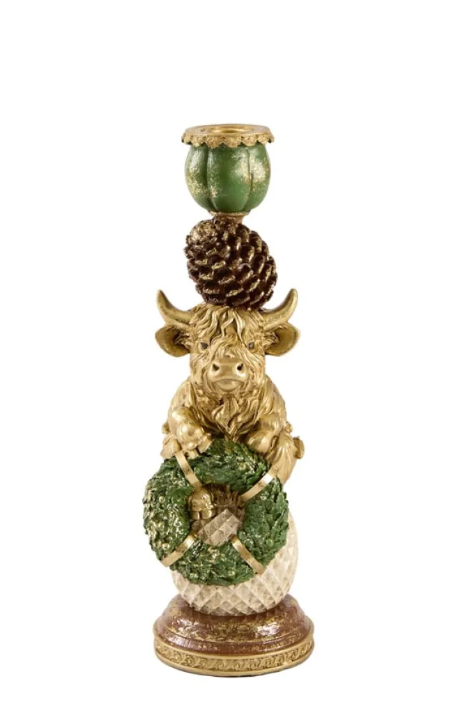 Light en Living Kandelaar Ø9,5x30,5 BULL cm goud+groen