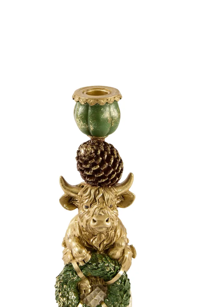 Light en Living Kandelaar Ø9,5x30,5 BULL cm goud+groen
