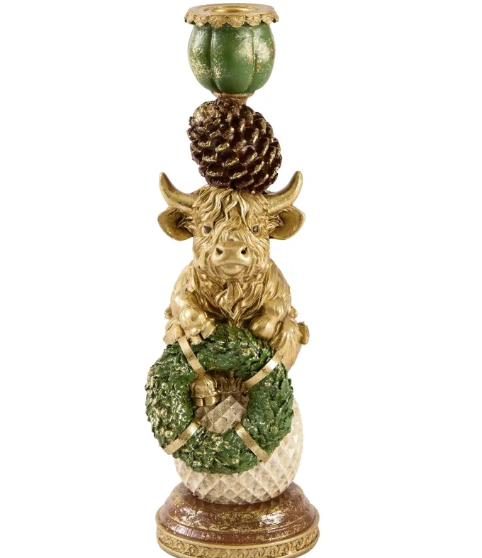 Light en Living Kandelaar Ø9,5x30,5 BULL cm goud+groen