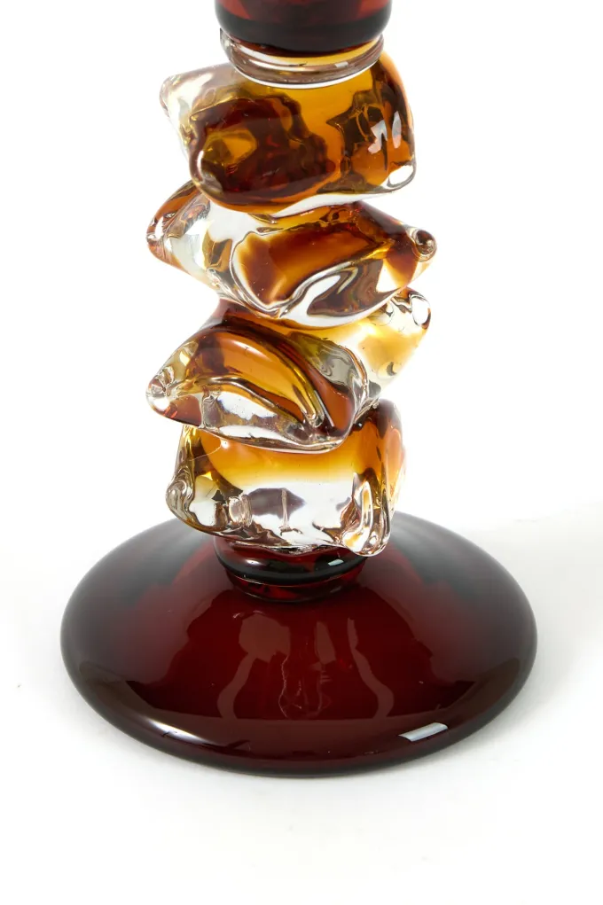 Light en Living Kandelaar Ø11x22 cm ESTIVA glas amber+donker bruin