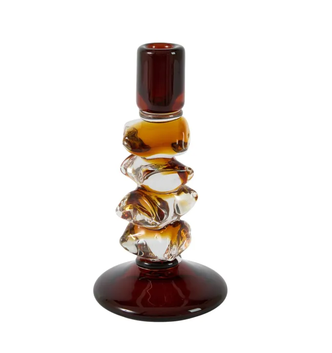 Light en Living Kandelaar Ø11x22 cm ESTIVA glas amber+donker bruin