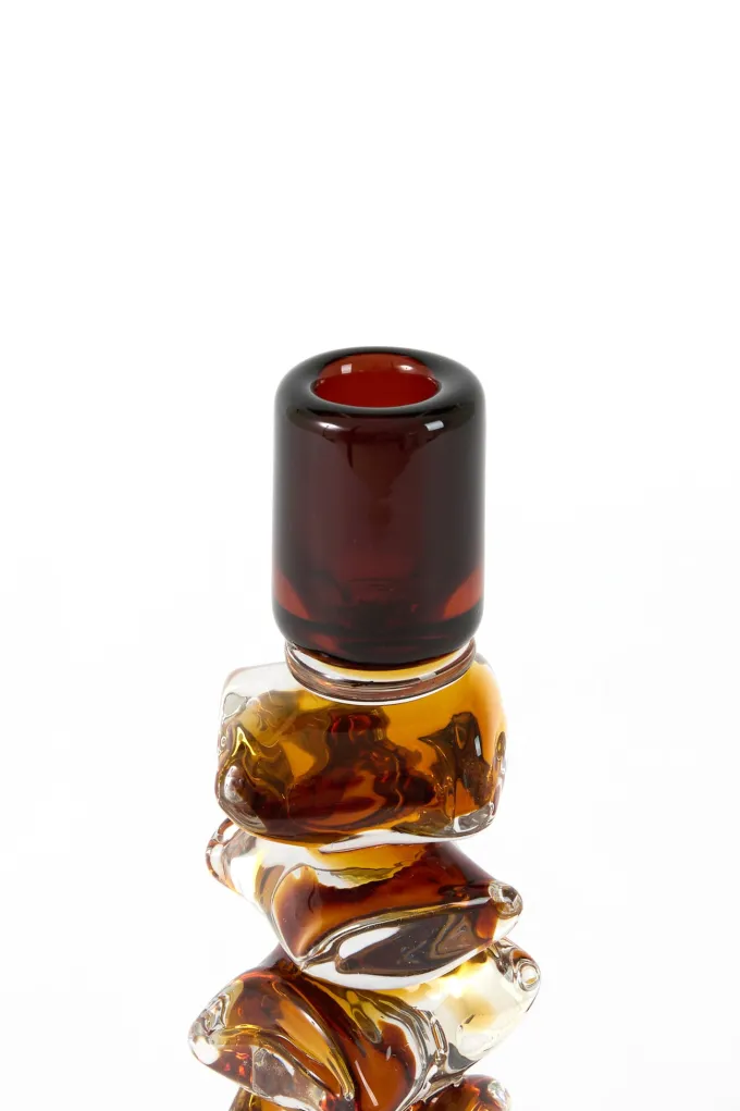 Light en Living Kandelaar Ø11x22 cm ESTIVA glas amber+donker bruin