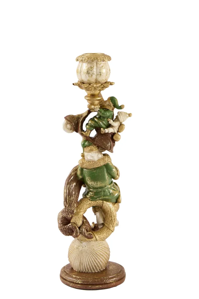 Light en Living Kandelaar Ø10x30,5 cm SANTA groen+goud