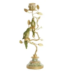 Light en Living Kandelaar 14x9x32,5 cm BIRD mint groen-wit + lichtgoud