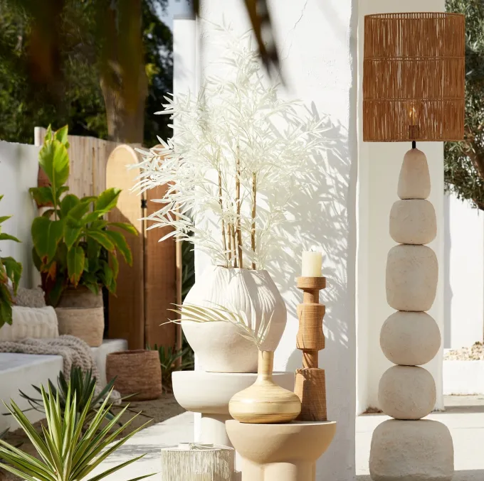 Light en Living Kap cilinder 40-40-50 cm LANZANO raffia naturel