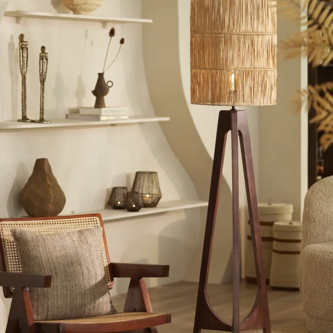 Light en Living Kap cilinder 40-40-50 cm LANZANO raffia naturel