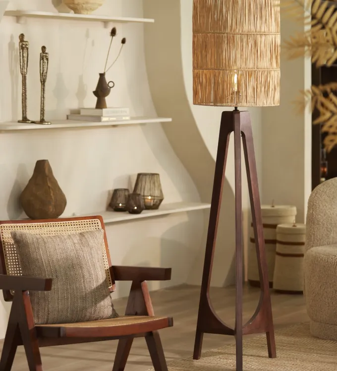 Light en Living Kap cilinder 40-40-50 cm LANZANO raffia naturel