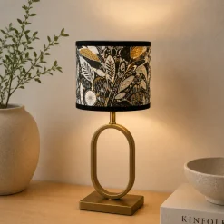 Light en Living Kap cilinder 20-20-15 cm FLORA zwart goud