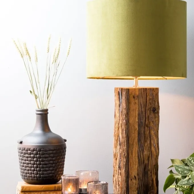 Light en Living Kap cilinder 40-40-30 cm VELOURS olive green