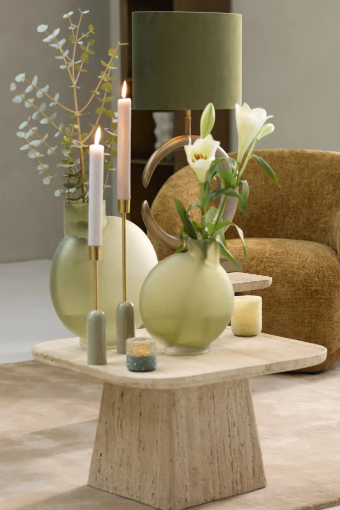 Light en Living Kap ovaal recht smal 30-15-25 cm VELOURS dusty green