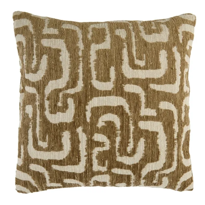 Light en Living Kussen 45x45 cm ALZEY groen-grijs+beige veren gevuld