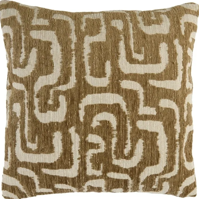 Light en Living Kussen 45x45 cm ALZEY groen-grijs+beige veren gevuld