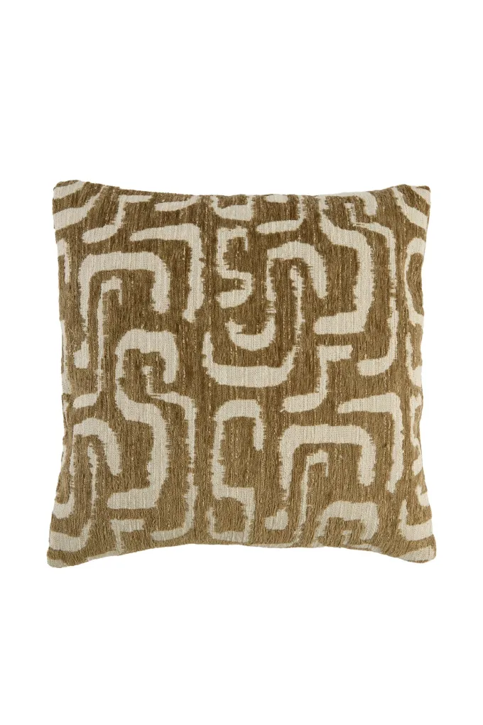 Light en Living Kussen 45x45 cm ALZEY groen-grijs+beige veren gevuld