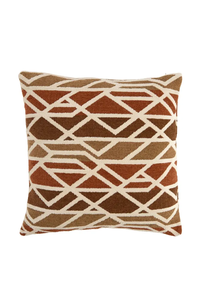 Light en Living Kussen 45x45 cm FULDOS terra+crème veren gevuld