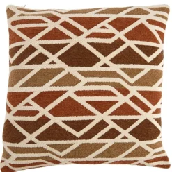 Light en Living Kussen 45x45 cm FULDOS terra+crème veren gevuld