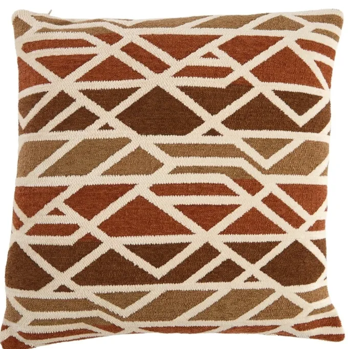 Light en Living Kussen 45x45 cm FULDOS terra+crème veren gevuld
