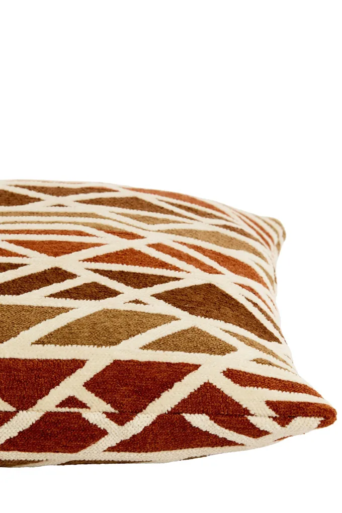 Light en Living Kussen 45x45 cm FULDOS terra+crème veren gevuld