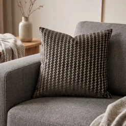 Light en Living Kussen 45x45 cm GARALO velours donker bruin/licht goud