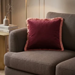 Light en Living Kussen 45x45 cm LIENA velvet bordeaux-licht roze