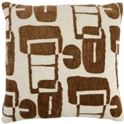 Light en Living Kussen 45x45 cm LYSS donker bruin+crème veren gevuld
