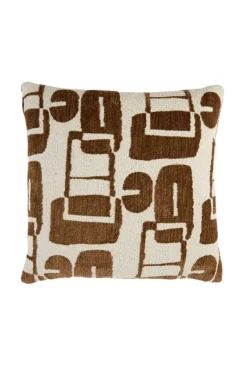 Light en Living Kussen 45x45 cm LYSS donker bruin+crème veren gevuld