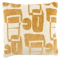 Light en Living Kussen 45x45 cm LYSS mosterd geel+crème veren gevuld