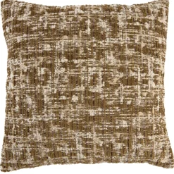 Light en Living Kussen 45x45 cm SALIDA olijfgroen + crèmekleurig met veren gevuld