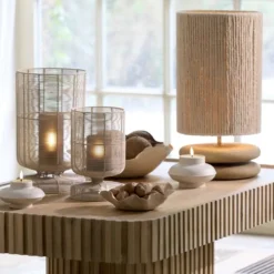 Light en Living Lampvoet Ø25x9 cm EBOLI hout mat naturel